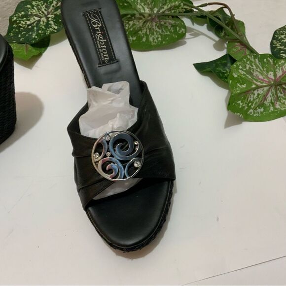 Italian Brighton heel metallic leather Siren wedge black - Picture 8 of 14